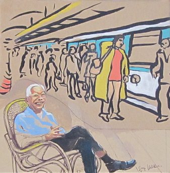 Zao Wu-Ki dans le métro;techniques mixtes,collages sur papier